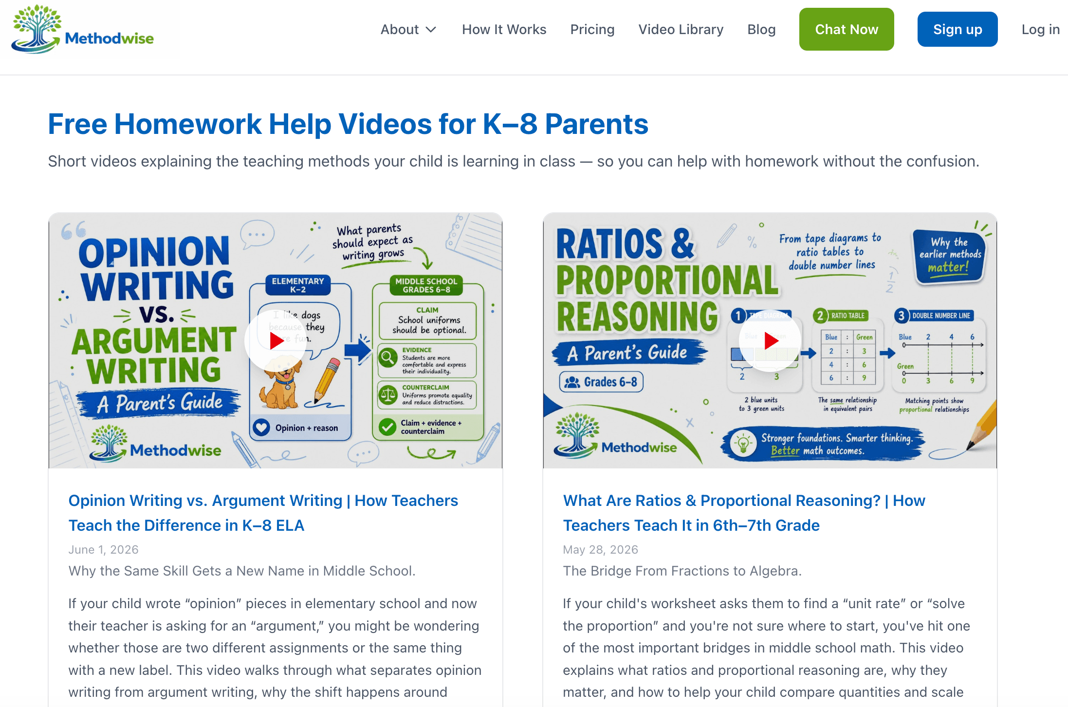 The Methodwise video library of short explainers for K-8 parents.
